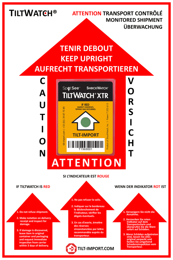 Indicateur de renversement Tiltwatch XTR pour le transport de chauffe-eaux thermodynamiques - Galerie